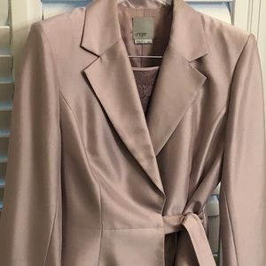 Unger satin and lace cocktail suit